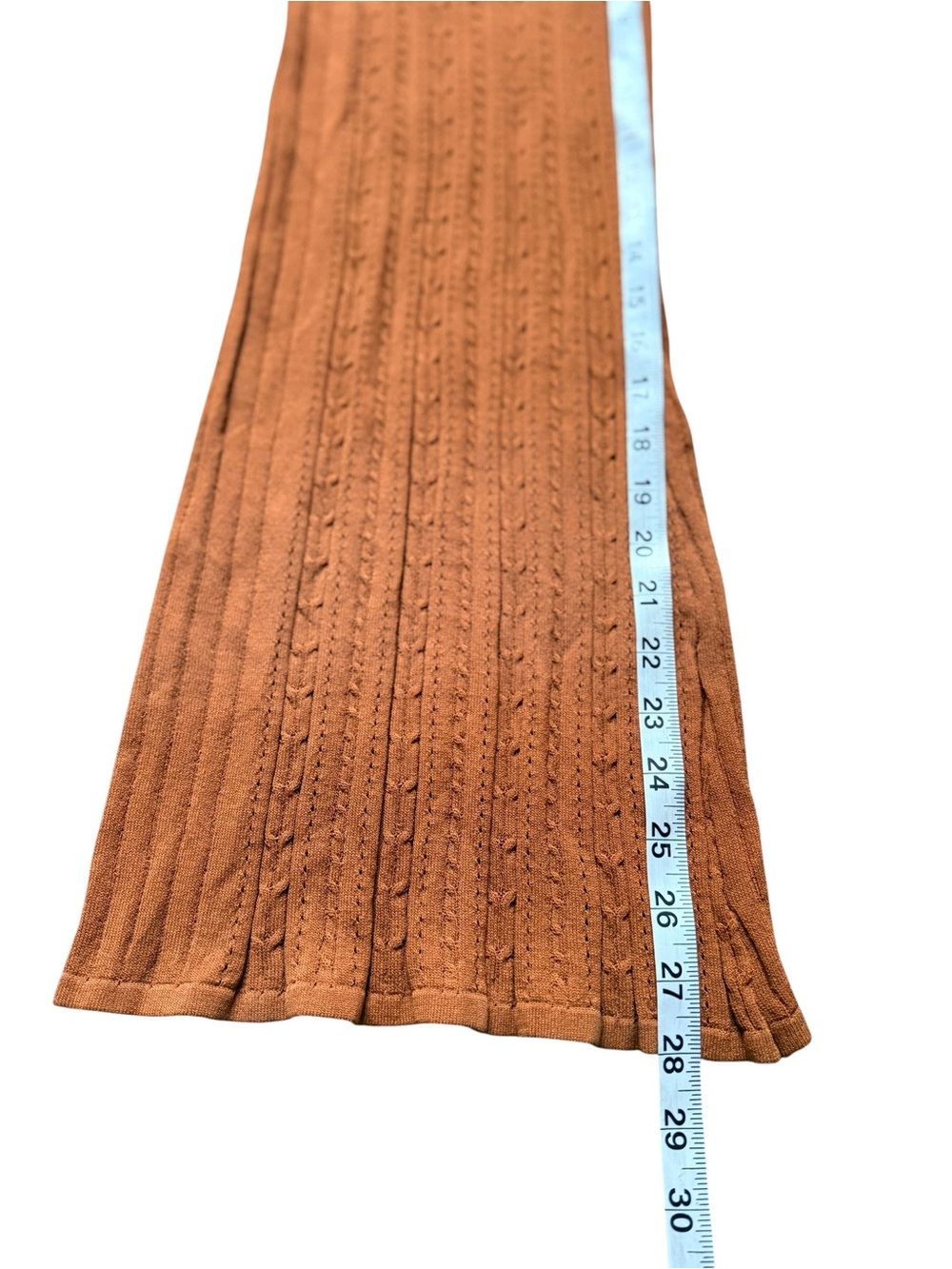 NWT Mo:Vint Brown Pointelle Knit Flare Pants Small Boho Pull-On Wide Leg - Picture 10 of 11